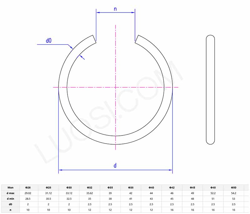 parameter Round Wire Snap Rings For Hole
